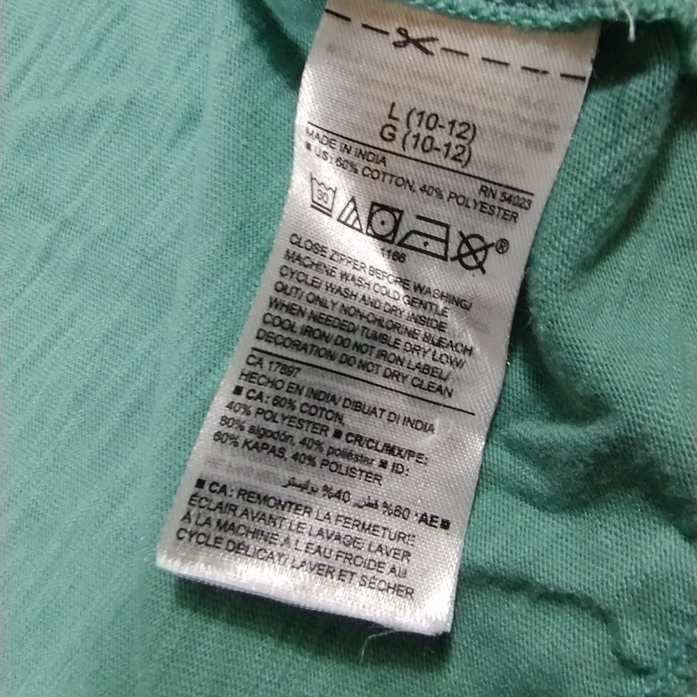Old Navy/1994 Mint Green Zip Front Hoodie Sweater L (10-12) - Picture 12 of 16